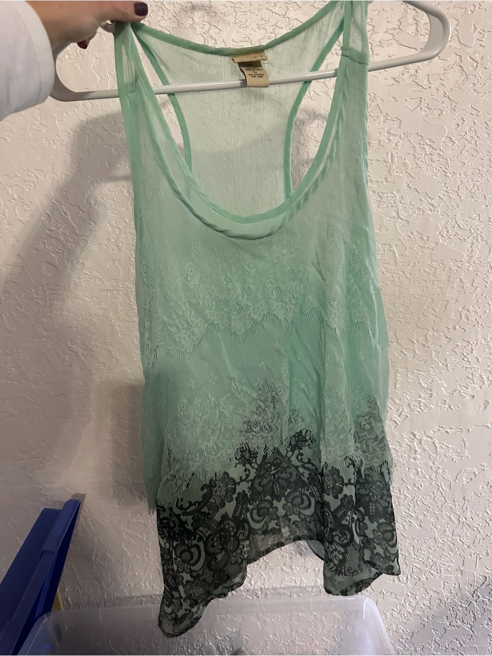 Daytrip Mint to Black Ombre Lace Tank